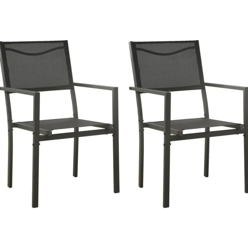 Tuinmeubelen*vidaXL Tuinstoelen 2 st textileen en staal zwart en antracietkleurig