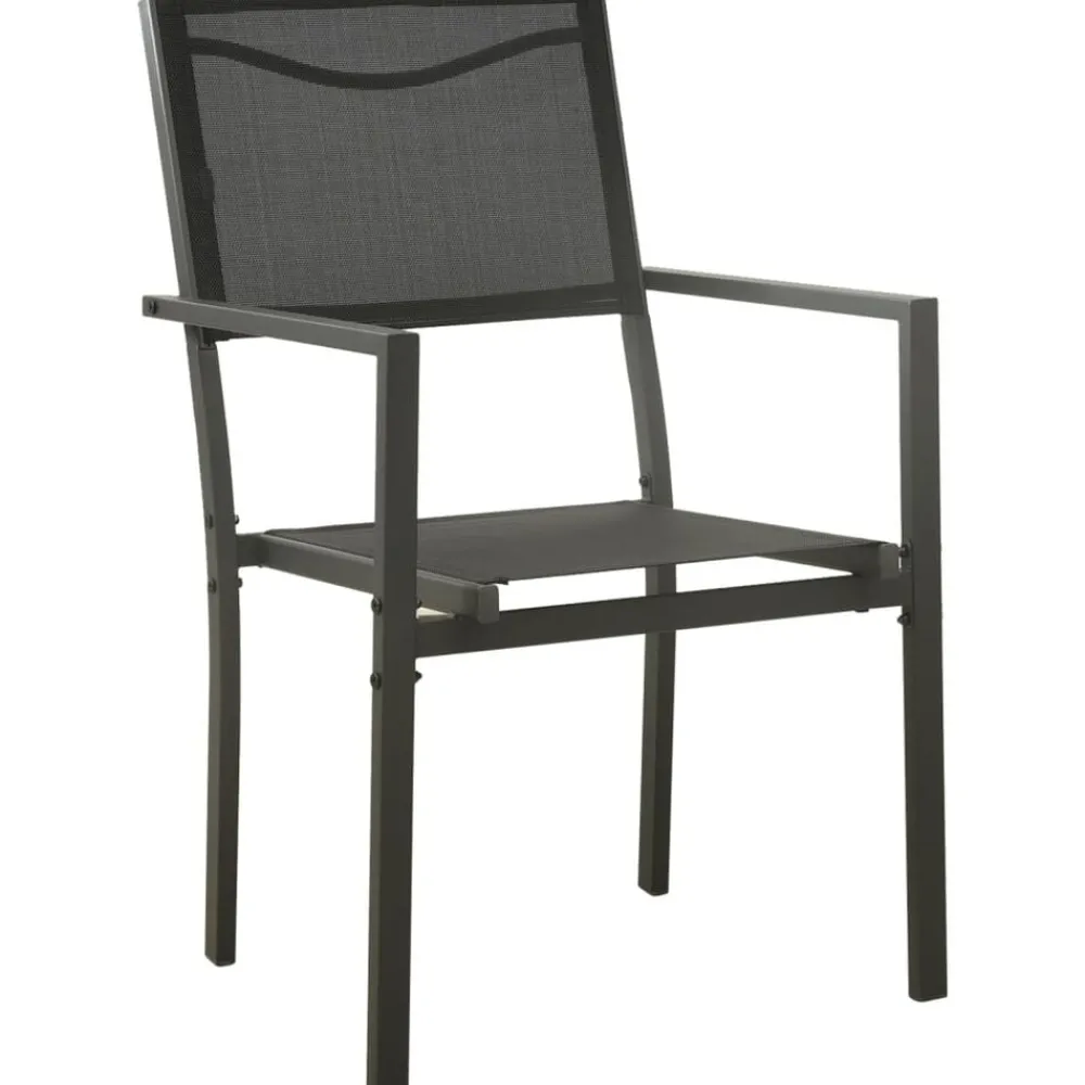 Tuinmeubelen*vidaXL Tuinstoelen 2 st textileen en staal zwart en antracietkleurig
