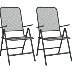Tuinstoelen inklapbaar 2 st metaalgaas antracietkleurig>vidaXL Outlet