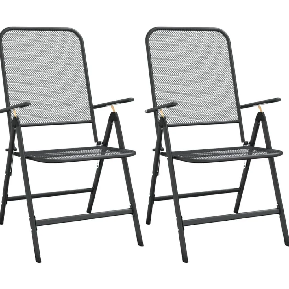 Tuinstoelen inklapbaar 2 st metaalgaas antracietkleurig>vidaXL Outlet