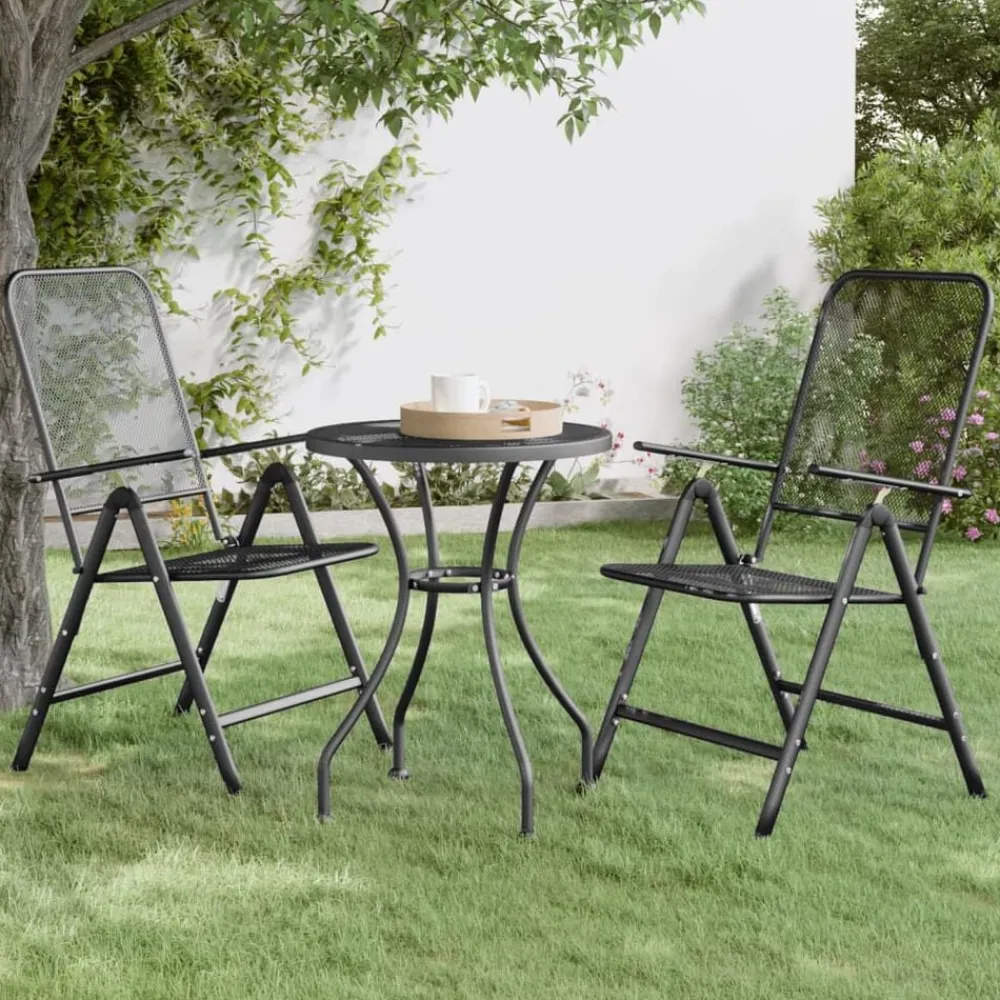 Tuinstoelen inklapbaar 2 st metaalgaas antracietkleurig>vidaXL Outlet