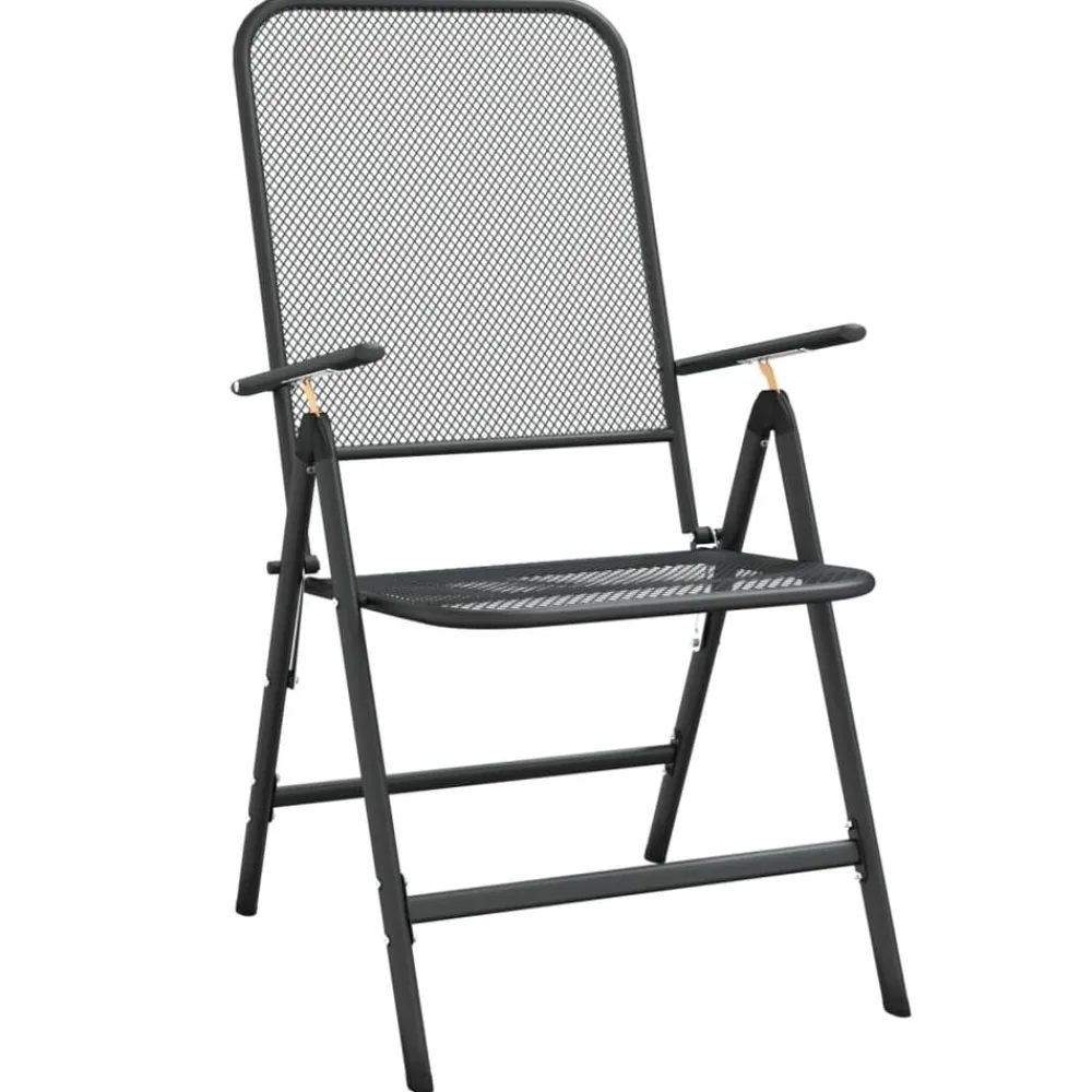 Tuinstoelen inklapbaar 2 st metaalgaas antracietkleurig>vidaXL Outlet