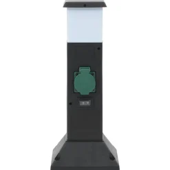Energie- & Elektriciteitsbenodigdheden*vidaXL Tuinstopcontact met lamp en grondpin 2-wegs 16x16x39,5 cm Zwart en groen