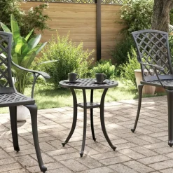 Tuinmeubelen*vidaXL Tuintafel Ø 48x53 cm gietaluminium Zwart