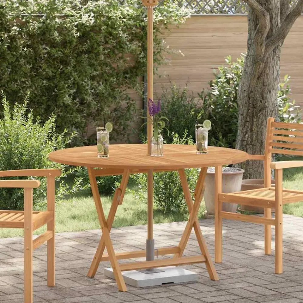 Tuintafel inklapbaar Ø 110x75 cm massief teakhout>vidaXL Sale