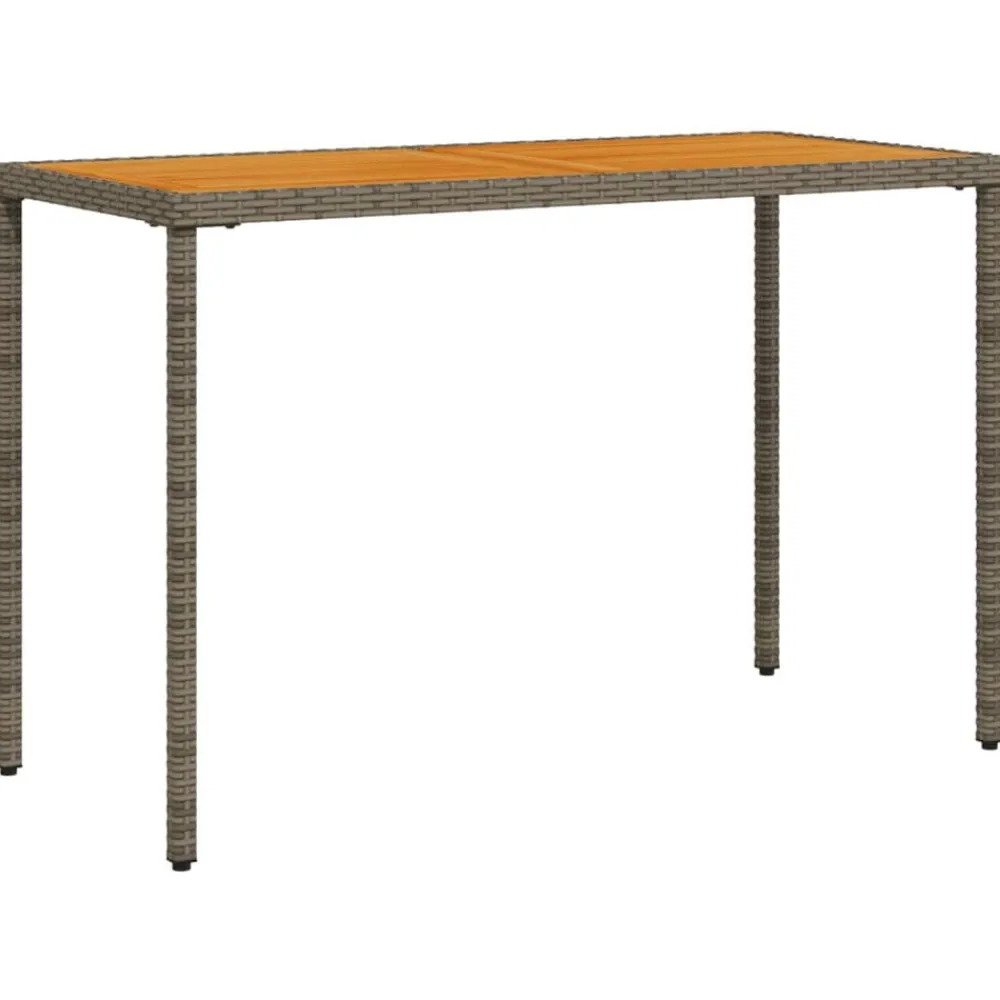 Tuinmeubelen*vidaXL Tuintafel met acaciahouten blad 115x54x74 cm poly rattan Grijs
