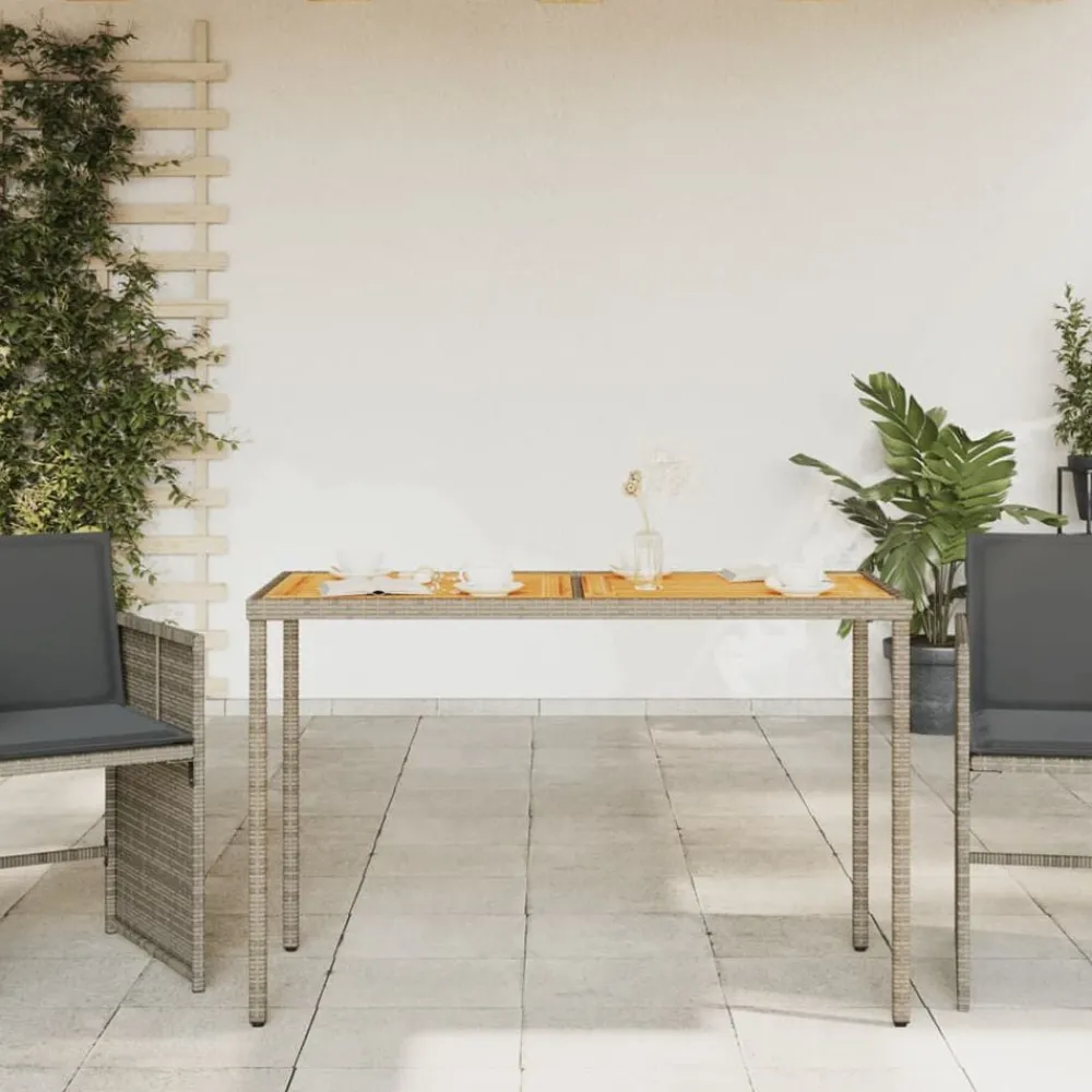Tuinmeubelen*vidaXL Tuintafel met acaciahouten blad 115x54x74 cm poly rattan Grijs