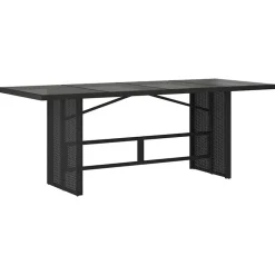 Tuintafel met glazen blad 190x80x74 cm poly rattan>vidaXL Hot
