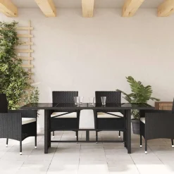 Tuintafel met glazen blad 190x80x74 cm poly rattan><noscript><img width=