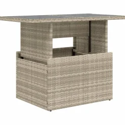 Tuinmeubelen*vidaXL Tuintafel met glazen blad 100x55x73 cm poly rattan Lichtgrijs
