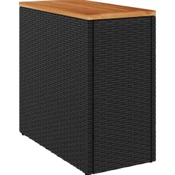 Tuinmeubelen*vidaXL Tuintafel met houten blad 58x27,5x55 cm poly rattan Zwart