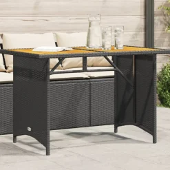 Tuintafel met houten blad 110x68x70 cm poly rattan>vidaXL Discount
