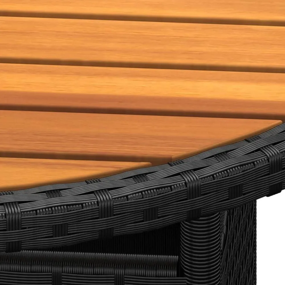 Tuinmeubelen*vidaXL Tuintafel Ø80x75 cm acaciahout en poly rattan Zwart