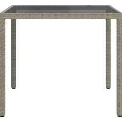 Tuintafel 90x90x75 cm gehard glas en poly rattan><noscript><img width=