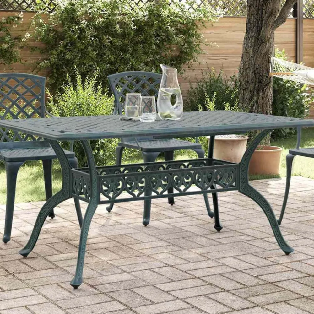 Tuinmeubelen*vidaXL Tuintafel 150x90x72 cm gietaluminium Groen