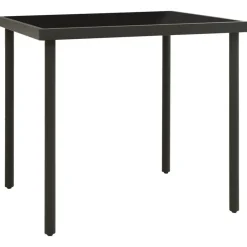 Tuinmeubelen*vidaXL Tuintafel 80x80x72 cm glas en staal kleurig Antraciet