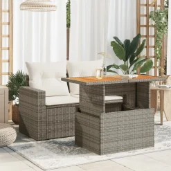 Tuintafel 100x55x73 cm poly rattan en acaciahout><noscript><img width=