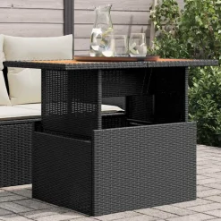 Tuinmeubelen*vidaXL Tuintafel 100x55x73 cm poly rattan en acaciahout Zwart