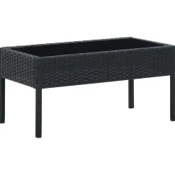 Tuinmeubelen*vidaXL Tuintafel 75x40x37 cm poly rattan Zwart