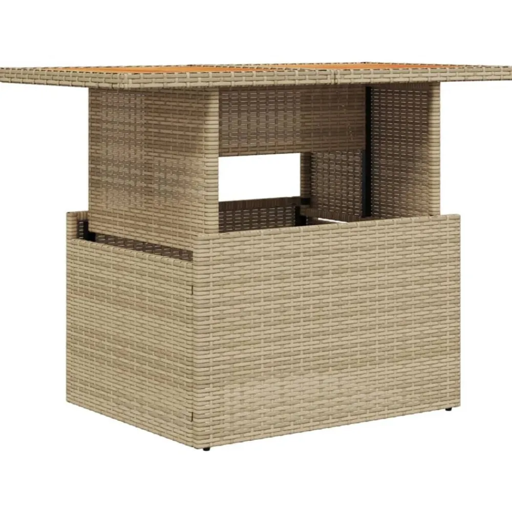 Tuinmeubelen*vidaXL Tuintafel 100x55x73 cm poly rattan en acaciahout Beige