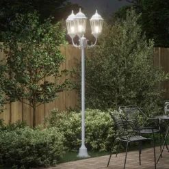 Verlichting*vidaXL Tuinverlichting 57 x 49 x 241 cm Aluminium en Glas Wit