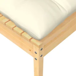 Tuinmeubelen*vidaXL Tuinvoetenbank met crèmekleurig kussen massief grenenhout Natuurlijk en cr&egrave;me