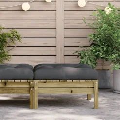 Tuinmeubelen*vidaXL Tuinvoetenbank met kussen geïmpregneerd grenenhout Naturel ge&iuml;mpregneerd