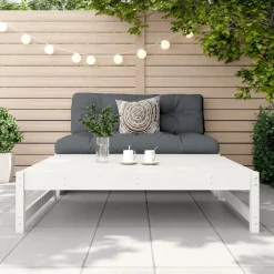 Tuinmeubelen*vidaXL Tuinvoetenbank 120x80 cm massief grenenhout wit Wit grenenhout