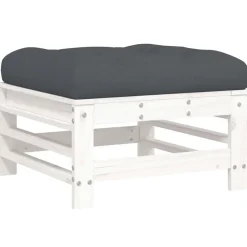 Tuinmeubelen*vidaXL Tuinvoetenbanken met kussens 2 st massief grenenhout wit Wit grenenhout