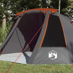 Buitensport*vidaXL Tunnel Tent 3-Person met dak 328 x 228 x 115 cm Grijs en oranje