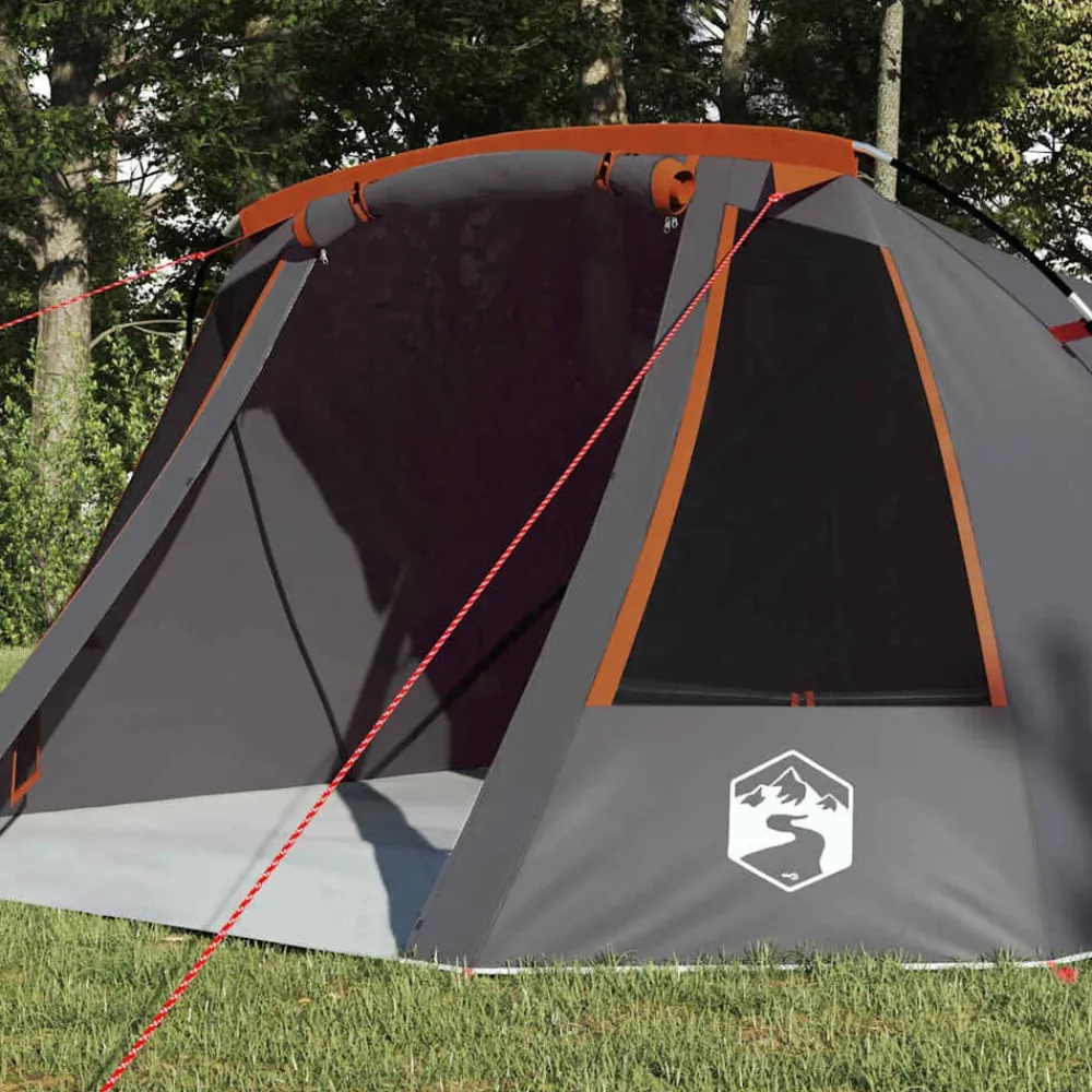 Buitensport*vidaXL Tunnel Tent 3-Person met dak 328 x 228 x 115 cm Grijs en oranje