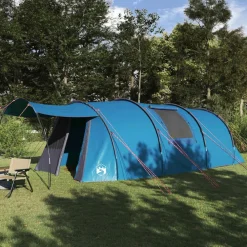 Buitensport*vidaXL Tunnel Tent 4-Person met dak en Grijs 740 x 370 x 220 cm Blauw
