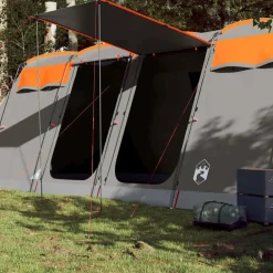 Buitensport*vidaXL Tunneltent 8-persoons waterdicht Grijs en oranje