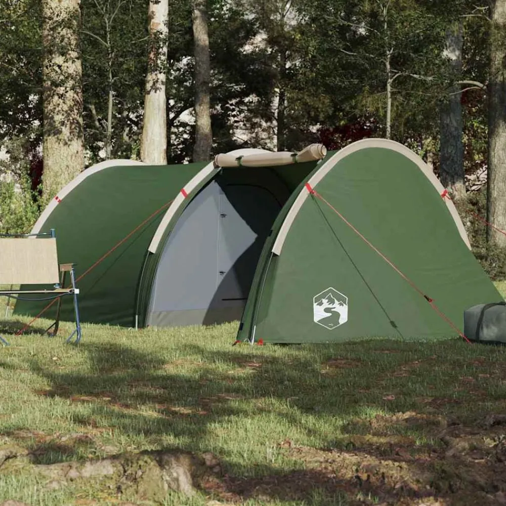 Buitensport*vidaXL Tunneltent 4-persoons waterdicht Groen