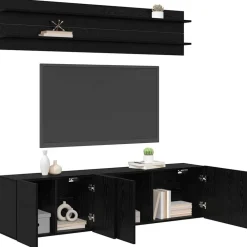 Tv-Meubels*vidaXL TV Eenheden Wandgemonteerd 6 pcs Bewerkt hout Zwart eiken
