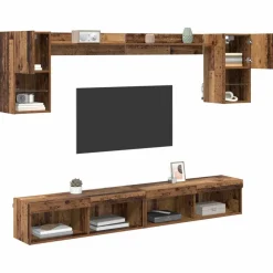 TV Wand Eenheden met LED met LED 6 pcs Oudhout Bewerkt hout><noscript><img width=
