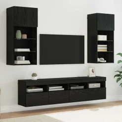 Tv-Meubels*vidaXL TV Wand Eenheden met LED 5 pcs 40,5 x 30 x 90 cm Zwart eiken