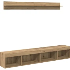 TV Wandkast Set met LED 5 pcs Artisan Eiken Bewerkt hout>vidaXL