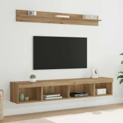 TV Wandkast Set met LED 5 pcs Artisan Eiken Bewerkt hout>vidaXL