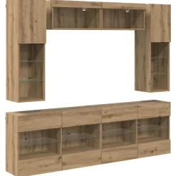 TV Wandkast Set met LED 6 pcs Geconstrueerd hout>vidaXL Outlet