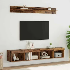Tv-Meubels*vidaXL TV Wandkast Set met LED 5 pcs Oudhout Bewerkt hout Oud hout
