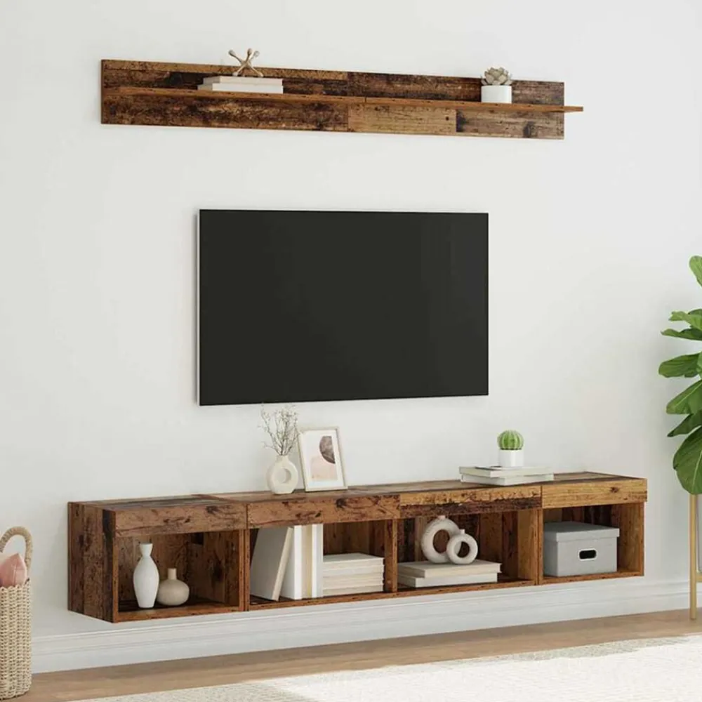 Tv-Meubels*vidaXL TV Wandkast Set met LED 5 pcs Oudhout Bewerkt hout Oud hout