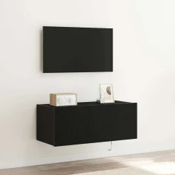 Tv-Meubels*vidaXL TV Wandkast 80 x 35 x 31 cm Bewerkt hout Zwart eiken