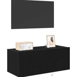 Tv-Meubels*vidaXL TV Wandkast 80 x 35 x 31 cm Bewerkt hout Zwart eiken