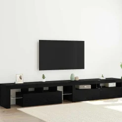 TV-kast 3 pcs Zwart Eiken 260 x 37 x 40 cm Bewerkt hout>vidaXL Clearance