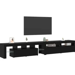 TV-kast 3 pcs Zwart Eiken 260 x 37 x 40 cm Bewerkt hout><noscript><img width=