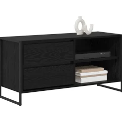 Tv-Meubels*vidaXL TV-kast met lade 100 x 36 x 49,5 cm Bewerkt hout Zwart eiken