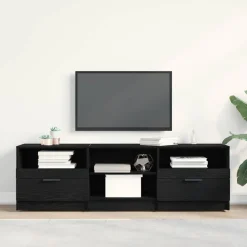 Tv-Meubels*vidaXL TV-kast met lade 150 x 33,5 x 45 cm Bewerkt hout Zwart eiken
