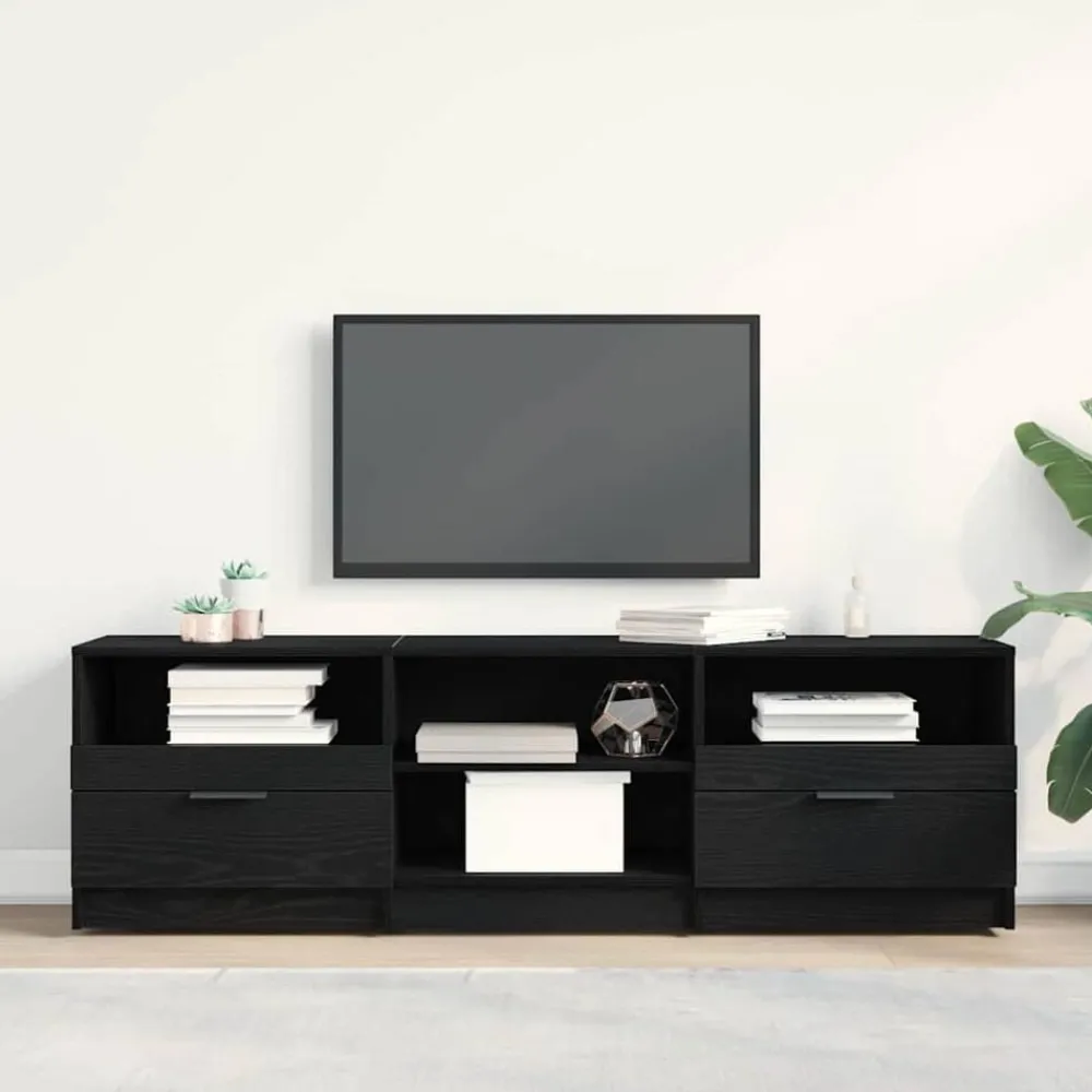 Tv-Meubels*vidaXL TV-kast met lade 150 x 33,5 x 45 cm Bewerkt hout Zwart eiken