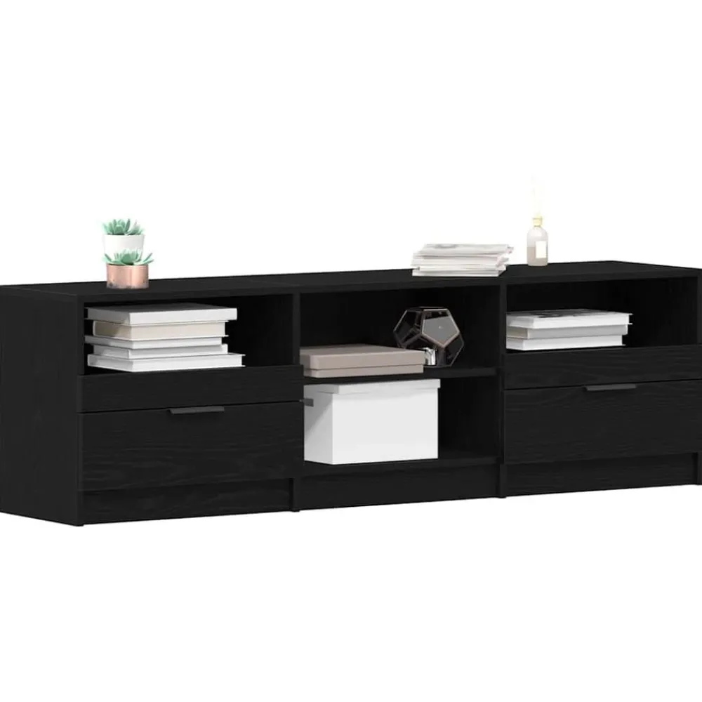 Tv-Meubels*vidaXL TV-kast met lade 150 x 33,5 x 45 cm Bewerkt hout Zwart eiken